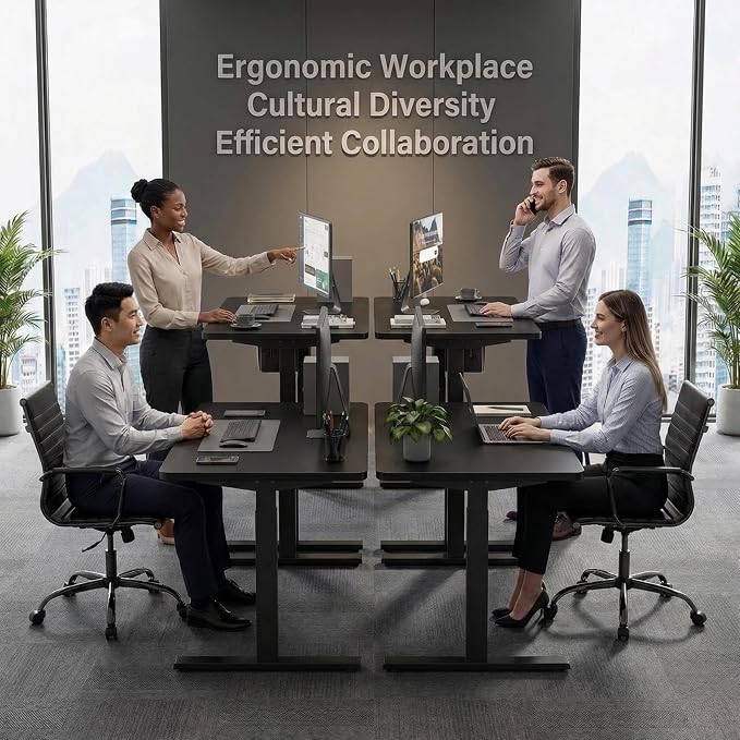 Grandder 63x32 Large Electric Standing Desk, Height Adjustable Computer Desk with 2 Memory Presets, 31.5" Deep Desktop Sit Stand Desk Home Office Desk Workstation Table with Hooks, Black