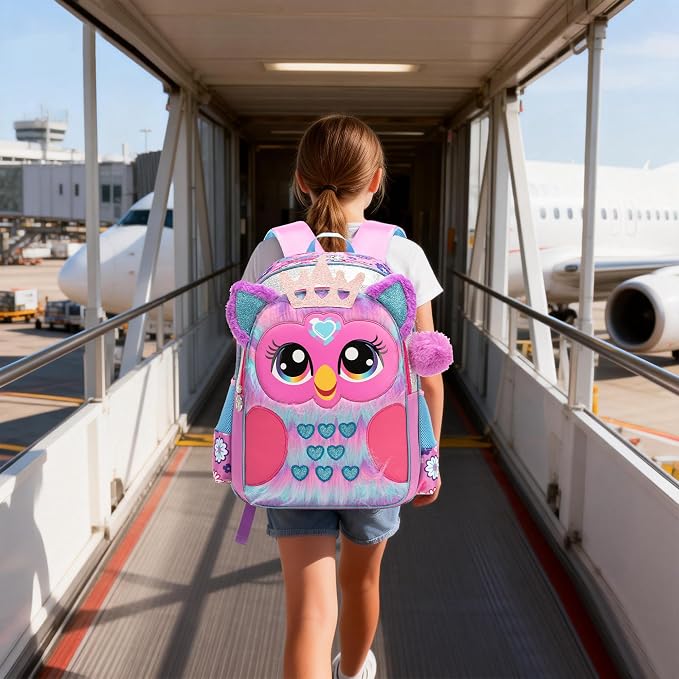 Meetbelify Cute Backpack for Girls Backpack for Elementary Student Kids Travel Bookbag with Lunch Box Pencil Case for Girls Ages 6-8