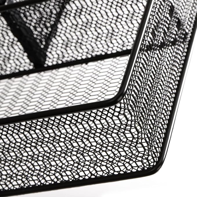 Hiceeden 2 Pack Mesh Desk Drawer Organizer, 16.1"x12.2"x2" Large Desk Organizer Tray with 2 Removable Dividers, 6 Compartment Metal Organizers for Home, Office, Makeup & Vanity