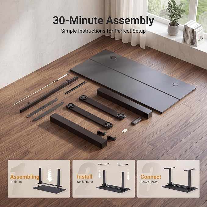 Claiks Electric Standing Desk 40x24 Inch Adjustable Desk, Black | 156lbs weight capacity, 3 memory presets, industrial steel frame, cable management hub, adjustable height , easy assembly