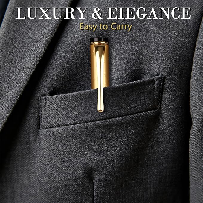 Luxury Gel Ballpoint Pens,Personalized Black Ink Pen Set with 6 Pcs Extras Replaceable Metal Refills, Ultra-Smooth Writing Experience, Perfect for Gifts,Business,Office