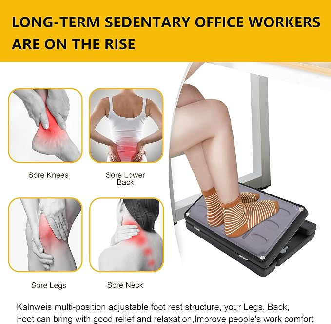 Adjustable Under Desk Foot Rest & Leg Rest Massage Office Footrest | Anti-Slip Design, Ergonomic Footstool Cushion for Home & Work, Improves Posture & Circulation(Gray)
