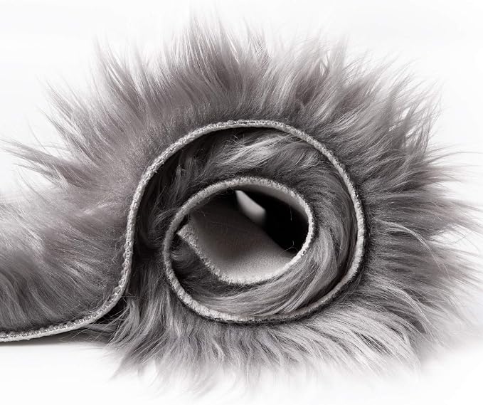 Ashler faux fur rug, Fluffy Shaggy Area Rug Ultra Soft 2 x 2.9 Feet Rectangle Fur Rug Grey Fuzzy Rug Machine Washable Shag Rug, Nursery Decor Throw Rugs for Bedroom, kids room, Living Room