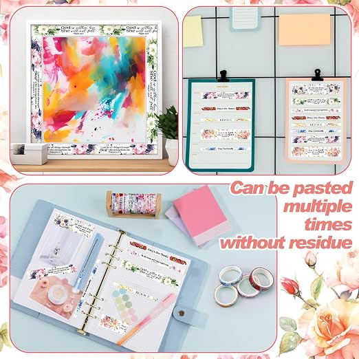 24 Rolls Back to School Christian Washi Tape Gifts Bulk Graduation VBS Religious Scripture Watercolor Flowers Bible Verse Washi Tape for Bible Journaling Crafting Students Study Stationery