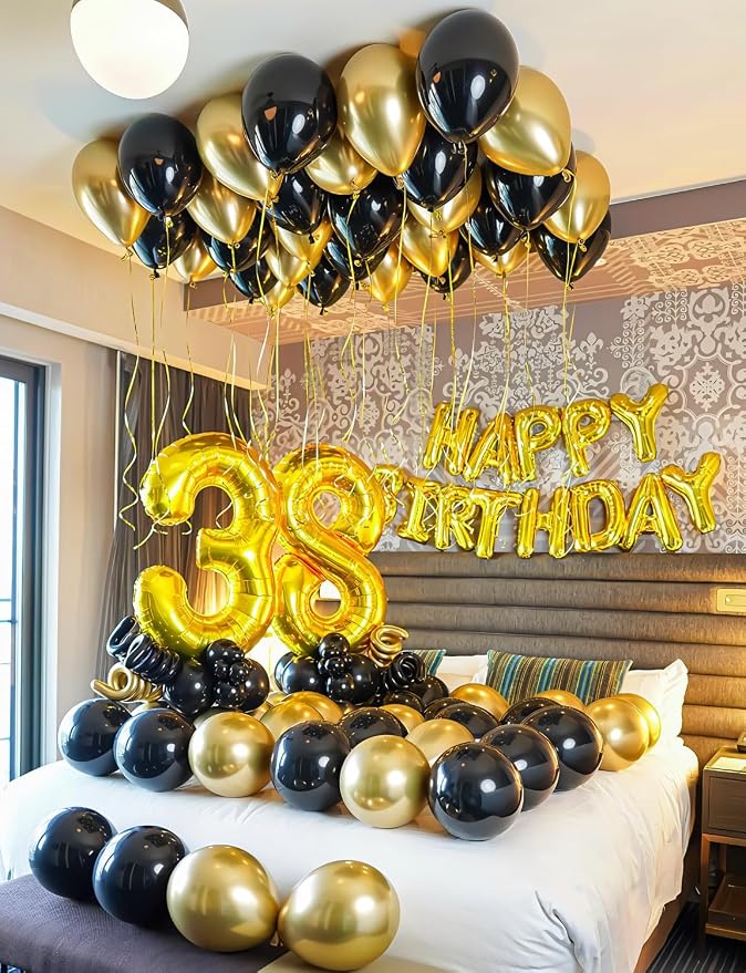 Black and Gold Balloon Arch Garland Kit, 129 Pcs Father's Day Balloons, 18/12/10/5 In Black Gold Confetti Balloons, Fathers Day Balloon Arch Kit for Father Day, Birthday, Grad, Retirement, Anniversary