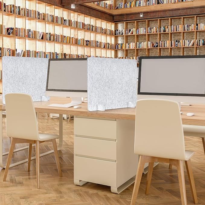 2 Pack Acoustic Desk Dividers - 24" x 20" Freestanding Privacy Panels Set with Noise - Reducing Design Cubicle Sound Proof, Ideal for Office, Classroom, and Home (Silver Gray)