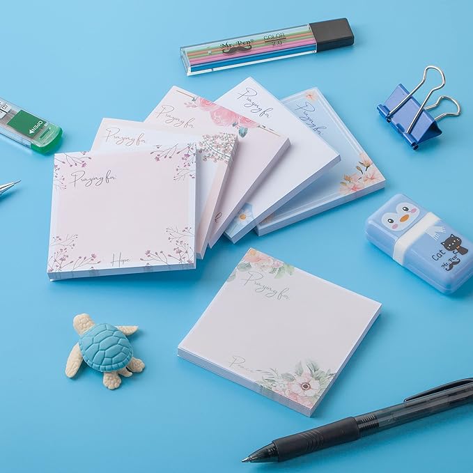 Mr. Pen- Floral Sticky Notes, 3'x3', 12 Pads, Aesthetic Colorful Sticky Notes in Bulk, Stocky Notes for Bible Journaling