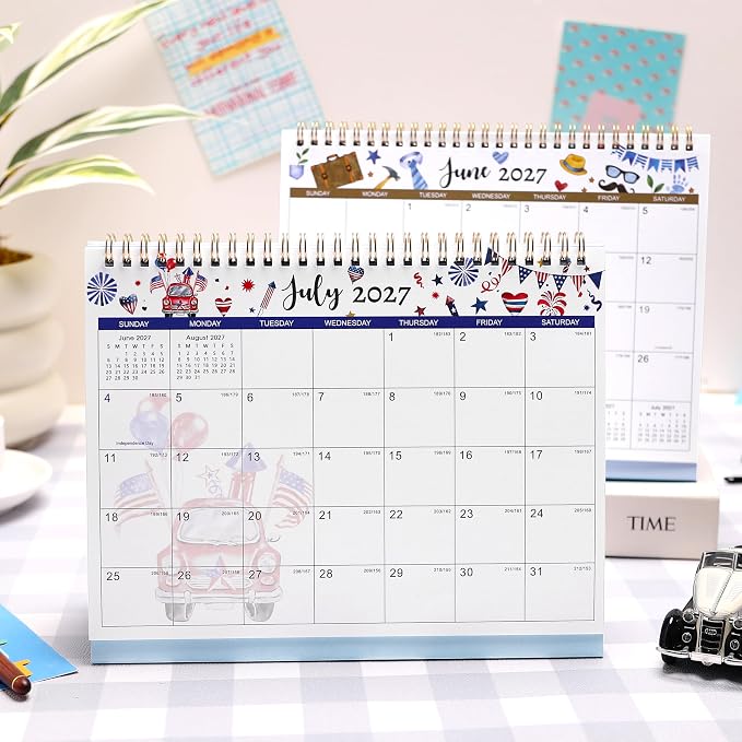 Desk Calendar 2026-2027 - 18 Months Desktop Calendar 2026-2027, July 2026 - December 2027, 10'' x 8.3'', Standing Flip Desktop Calendars for Office, Home, School