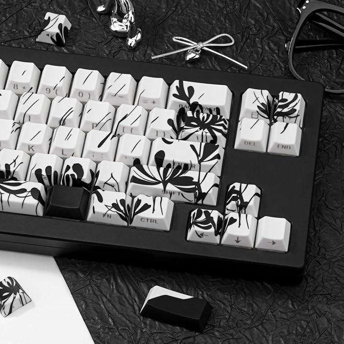 PBT Keycaps 137 Keys - White Japanese Anime Keycaps Cherry Profile Dye - Sublimation Keycap Shine Through Side-Engraved Custom Key Cap Set for Cherry Gateron MX Switches Mechanical Keyboard.