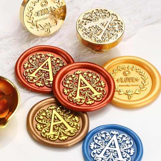 Flower Initial Alphabet E Wax Seal Kit & Eucalyptus Love Sealing Stamp Kit with Wax Stamp Brass Head Ideal for Wedding Invitations Gift Wrapping Christmas (Floral E Kit)