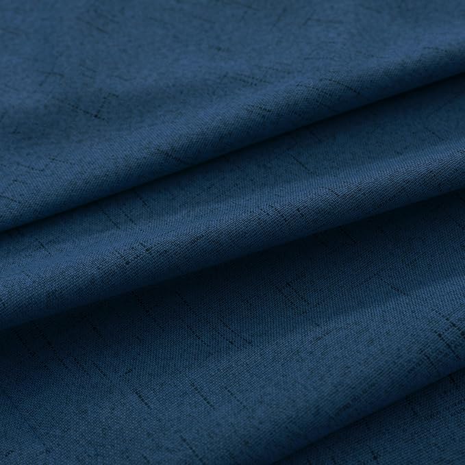 KOUFALL Navy Blue Curtains 108 Inches Long Blackout Linen Back Tab Pleated Drapes for Living Room Dining Room 2 Panels Set