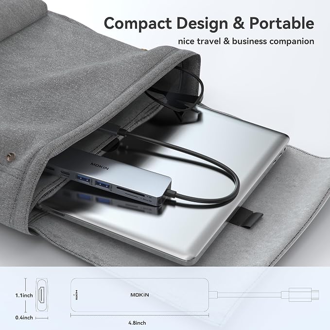MOKiN USB C Hub HDMI Adapter for MacBook Pro/Air, 7 in 1 USB C Dongle with HDMI, SD/TF Card Reader, USB C Data Port,100W PD, and 2 USB 3.0 Compatible for MacBook Pro/Air, Dell XPS, Lenovo Thinkpad.
