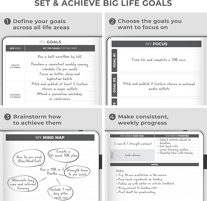Clever Fox Planner Large – Undated Weekly & Monthly Planner for Productivity, Time Management & Goals – Organizer Journal – 7x10” (Black)
