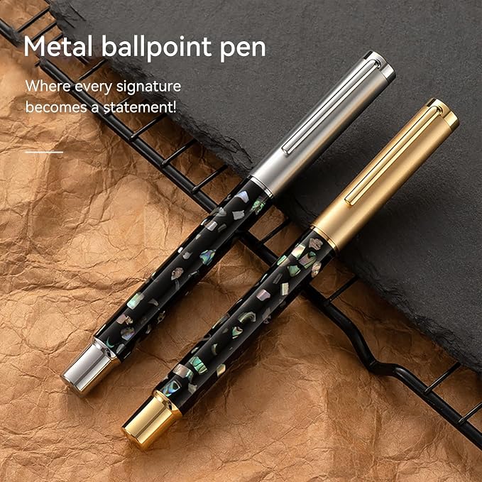 Borges Luxury Pen Set Finish, Schmidt Ink Refill, Best Roller Ball Gift for Men & Women, Executive Office & Professional Writing - Nice Pens (24K)