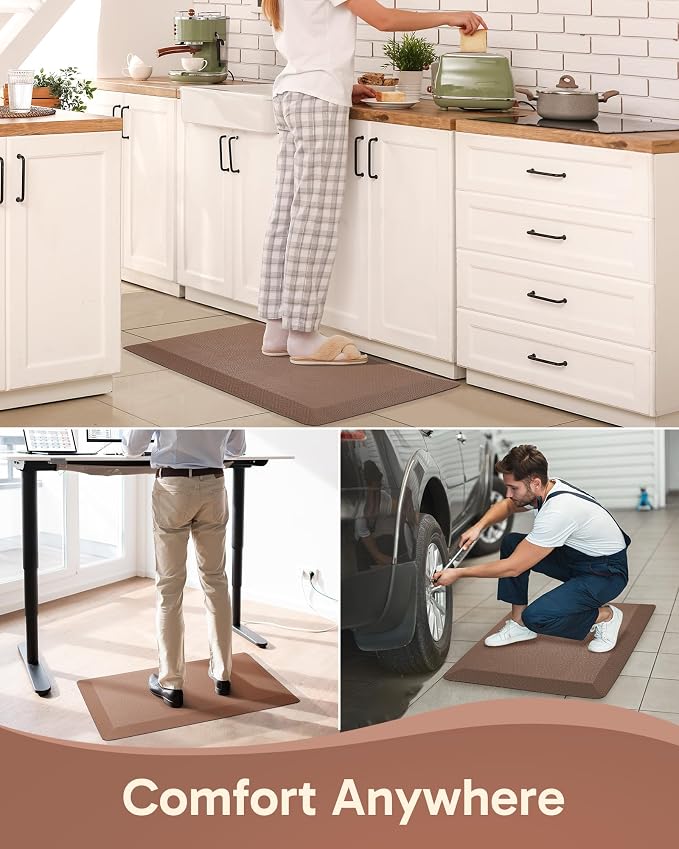 Ophanie Kitchen Mats for Floor,3/4 inch Thick,17x28 Anti Fatigue Cushioned Mat with 99+ Pairs of Anti-Slip Bottom Ridges,Kitchen Rugs,Waterproof,Comfort Ergonomic Standing Mat for Office,Home,Sink