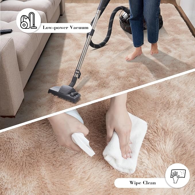 yongyangjuxin Fluffy Rug Shag Area Rug, Mottling Beige 6x9 Area Rugs for Living Room, Large Shag Area Rugs for Bedroom Room Home Decor, Upgrade Anti-Skid Rectangular Fuzzy Rugs