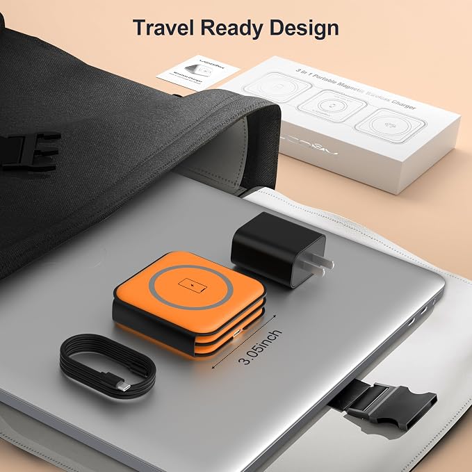 3 in 1 Charging Station for Multple Devices,Foldable 3 in 1 Wireless Charger for Travel,Nano Wireless Charging Station for iPhone16 15 14 13 12 Pro Max/Watch 10 9 8 7 6 5 4 3 Ultra/AirPod Pro