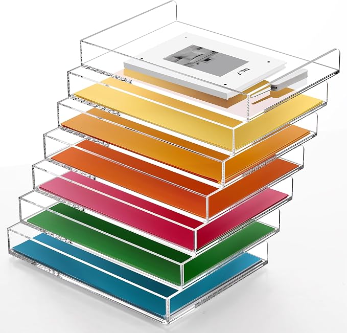 4-Tier Acrylic Stackable Letter Tray Paper Organizer Trays for Desk,Clear | Horizontal File Paper Sorter, Office Supplies Accessories Storage for Letter/A4 Size Folders Documents 12.4inx8.86inx6.65in