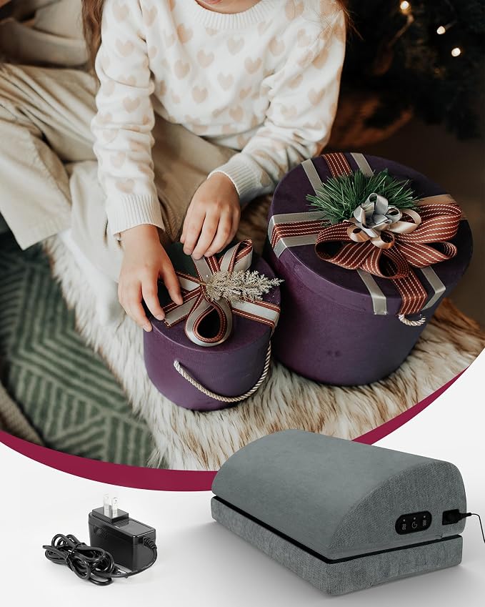 Heated Foot Rest for Under Desk at Work, Gifts | Ergonomic Memory Foam, Feet Warmer Heater, Foot Stool with Vibration Massage & 2 Heat Levels