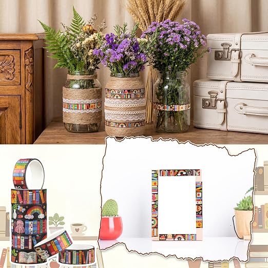 24 Rolls Book Washi Tapes Back to School Washi Tape Masking Tape Set Gifts for Students Book Rainbow Masking Tapes for Classroom Crafts, Journaling Supplies, Scrapbooking, Gift Wrapping