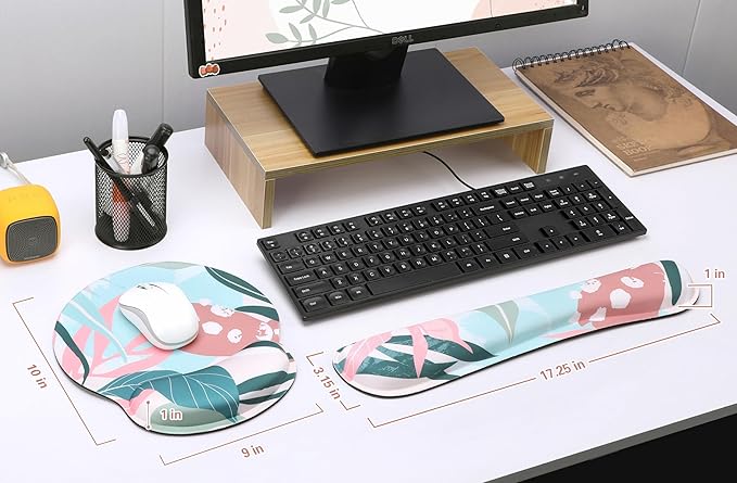 Mouse Pad and Keyboard Wrist Rest - Colorful Wrist Rest for Computer, Ergonomic Mouse Pad & Keyboard Pad, Memory Foam Wrist Support for Comfy Typing
