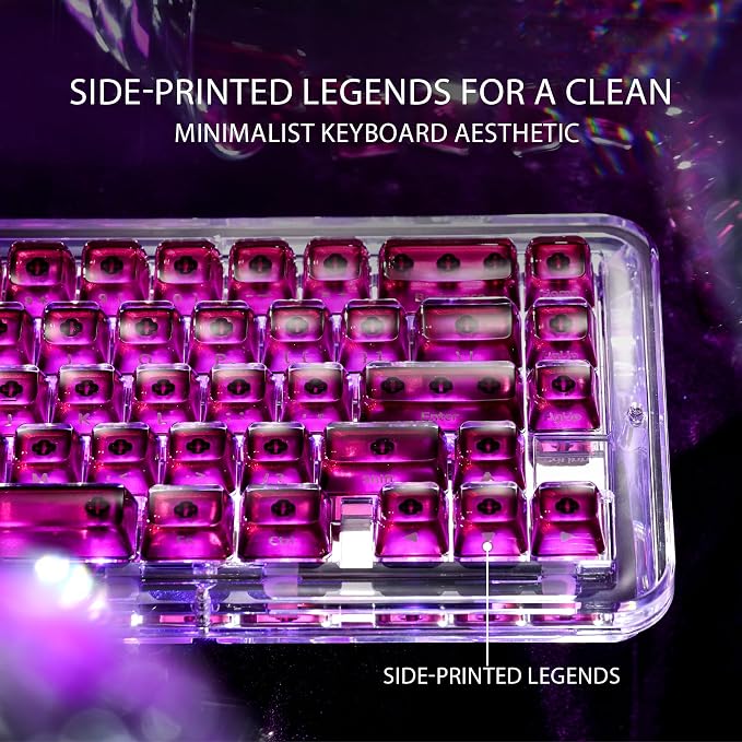 OHY XVX Jelly R2 Side-Printed Translucent MDA Profile Keycap Set, 122 Keys Double Shot PC+ABS Keycaps for MX Switches & ANSI Layout Mechanical Keyboards-Purple
