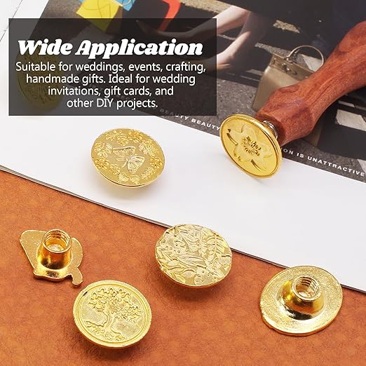 Wax Seal Stamp Set, 10 Pcs Wax Envelope Seal Stamp Kit with a Wooden Handle for Wedding Invitations, DIY Crafts, Envelopes, Greeting Cards and Gift Decoration