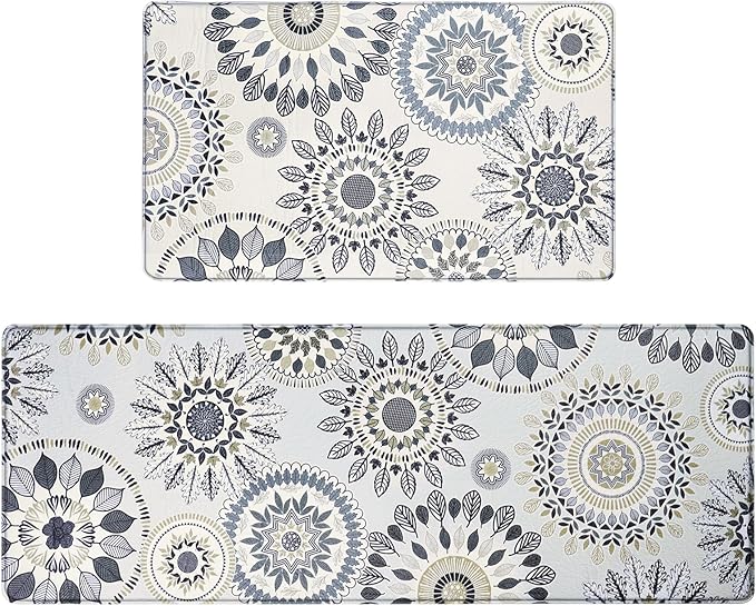 Sofort Kitchen Rug Set of 2 Anti Fatigue Kitchen Mats for Floor, Non Slip Waterproof Kitchen Rugs, Ergonomic Cushioned Comfort Standing Mats for Laundry, Office, Sink