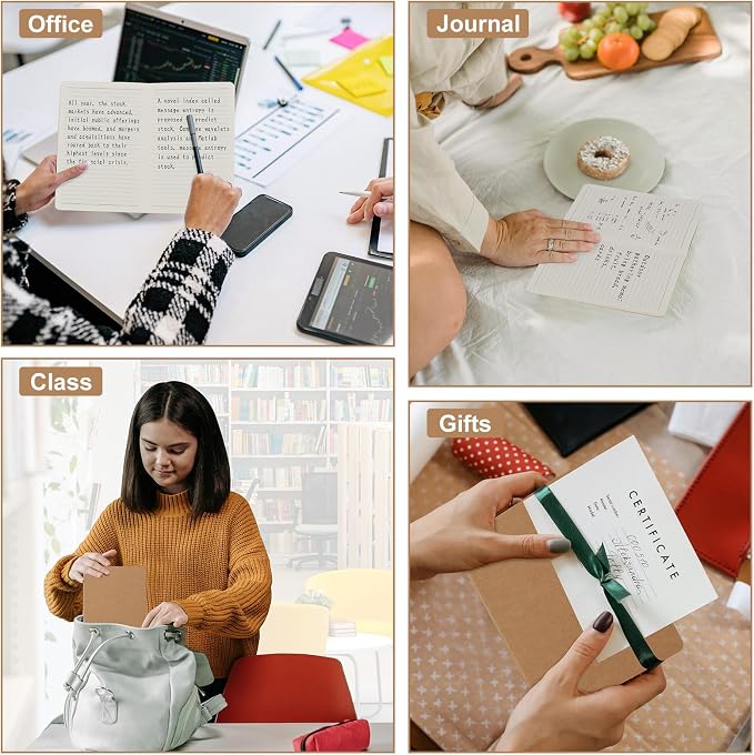 ZCZN 5 Pack A5 Kraft Notebooks Bulk, 8.15x5.5 Inches Lined Paper Journaling Notebooks, Notebooks for Work, Composition Notebooks for School, Journal Notebooks for Office, 60 Pages