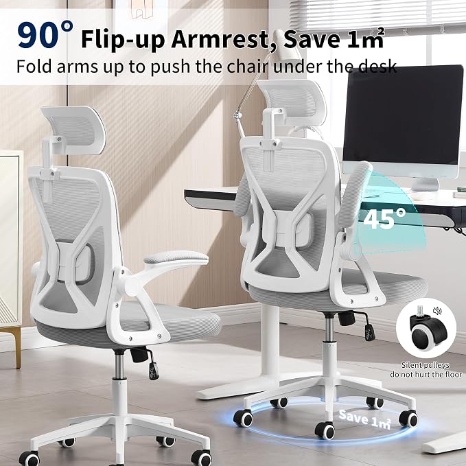 400 Lbs Mesh Ergonomic Office Chair, High Back with Lumbar & Headrest for Home Office