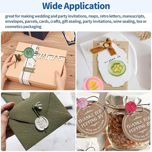 917Pcs Wax Stamp Bead Kit for Beginner, 18 Colors Wax Sealing Beads, 10 Stamps, Spoon for Wedding Invitation, Envelope Seal, DIY Crafts, Gift Idea