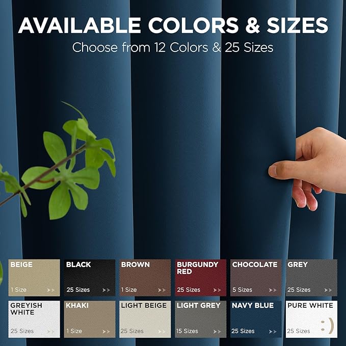 Joydeco Blackout Patio Sliding Door Curtains 108 Inches Long, Grommet Privacy Room Divider Curtains, Extra Wide Thermal Blackout Drapes for Bedroom Living Room (Navy Blue, 70Wx108L, 1 Panel)