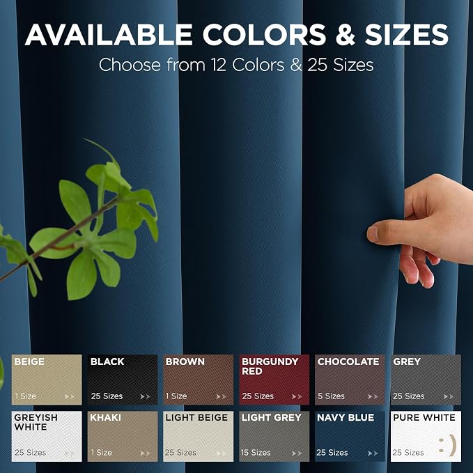 Joydeco Blackout Patio Sliding Door Curtains 90 Inches Long, Grommet Privacy Room Divider Curtains, Extra Wide Thermal Blackout Drapes for Bedroom Living Room (Navy Blue, 80Wx90L, 1 Panel)