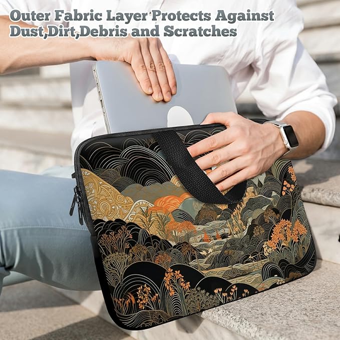 Laptop Sleeve Case Bag 15 inch, Japanese Abstract Art Slim Carrying Case Durable Handbag Travel Laptop Bag for 15 inch MacBook Air M3/M2/15 Pro/Surface Laptop 7/6/5/4/3/ Dell XPS 15 Plus