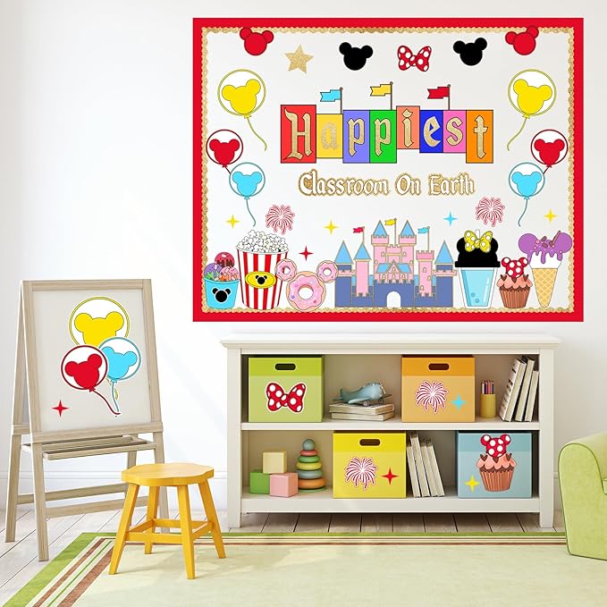 LioNergy Magical Mouse Classroom Bulletin Board Decoration Happiest Class room on Earth Bulletin Board Kit Mouse Cutouts for Classroom Home Office School Wall Door Theme Party Decor