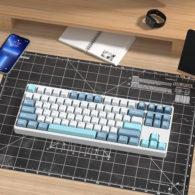 SHOKO PBT Double Shot Keycap Set,176 Keys Blue Cute Custom Key Caps Keycaps 60 Percent Cherry Profile Keycaps for 61/64/68/84/87/100/104/108 Mechanical Keyboard