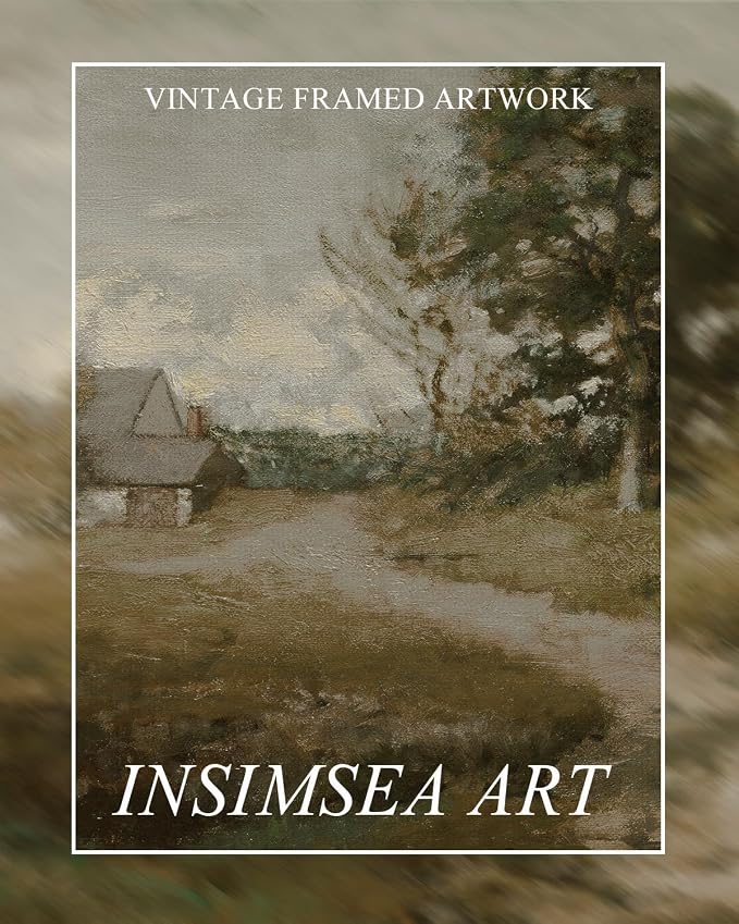InSimSea Extra Large Framed Vintage Wall Art, Living Room Country Farmhouse Decor, Retro Road Landscape Paintings, Canvas Prints, Rustic Scenery Long Pictures for Bedroom Above of Bed,20x40inch