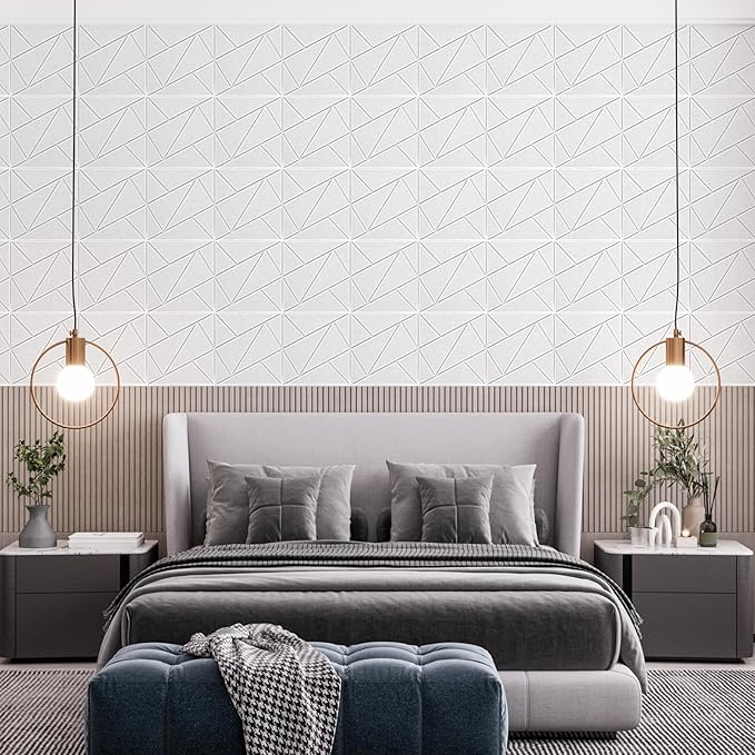 Art3dwallpanels 18 Pack Acoustic Panels 12" X 12" Soundproof Wall Panels Sound Dampening, 3D Self Adhesive Wall Decor Peel and Stick Absorbing Panels, White