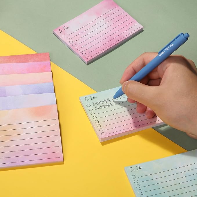 Mr. Pen- to Do List Sticky Notes, 3"x4", 9 Pads, 450 Sheets | Lined Checklist Sticky Pads with Smooth Writing, Easy Peel-Off, Thick Paper for Planning, Office, School & Daily Tasks