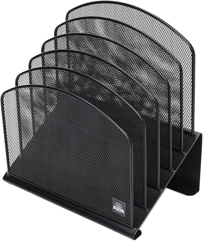 Delifox Inclined Desk File Organizer,Vertical File Folder Holder Stand Metal Rack File Sorter for Office Classroom Desktop Organization
