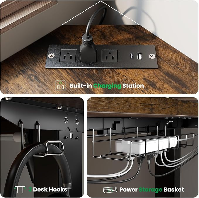SIAGO L-Shaped Standing Desk - 75 x 63 Inch Adjustable Corner Standing Desk with Charging Station - L Shape Sit Stand Table with Memory Controller, Splice Board for Home Office