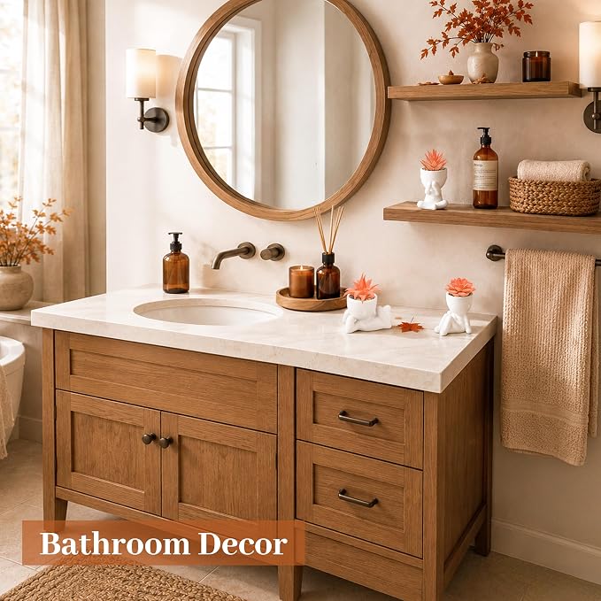 Der Rose Set of 3 Fall Artificial Succulent Plants, Small Fake Plants in Cute Pots, Autumn Room Decor for Bathroom, Bedroom, Office Desk, Shelf