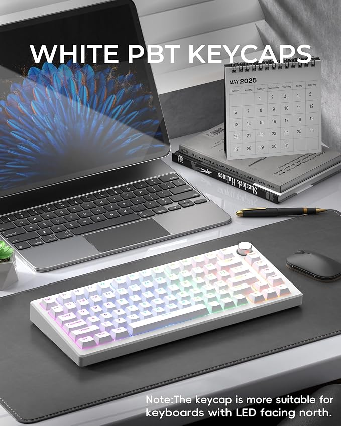 SDYZ x XVX Doubleshot PBT Keycaps for Mechanical Keyboards - Shine Through Keycaps, Full 131 Key Set, OEM Profile, Backlit - White