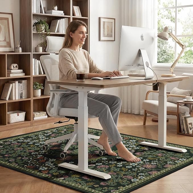 36" x 48" Office Chair Mat for Hardwood & Tile Floors, Desk Chair Mat Under Desk Floor Protector for Rolling Computer Chairs, Non-Slip Low Pile Area Rug for Home Office(Green)