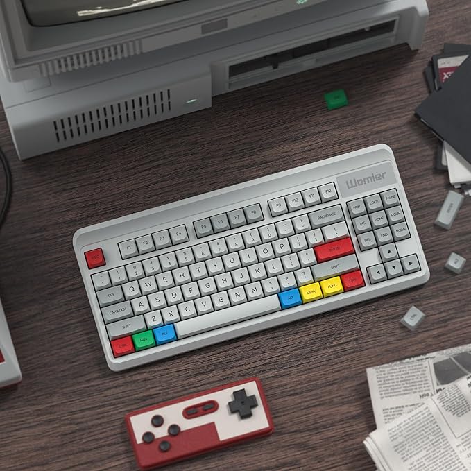 dagaladoo Retro keycaps Japanese Style Double Shot PBT Keycaps Set dye Sublimation Custom Key caps 131keys Grey/Blue/Red XDA Profile Key caps Keyboard for Gateron MX Switches Mechanical Keyboard