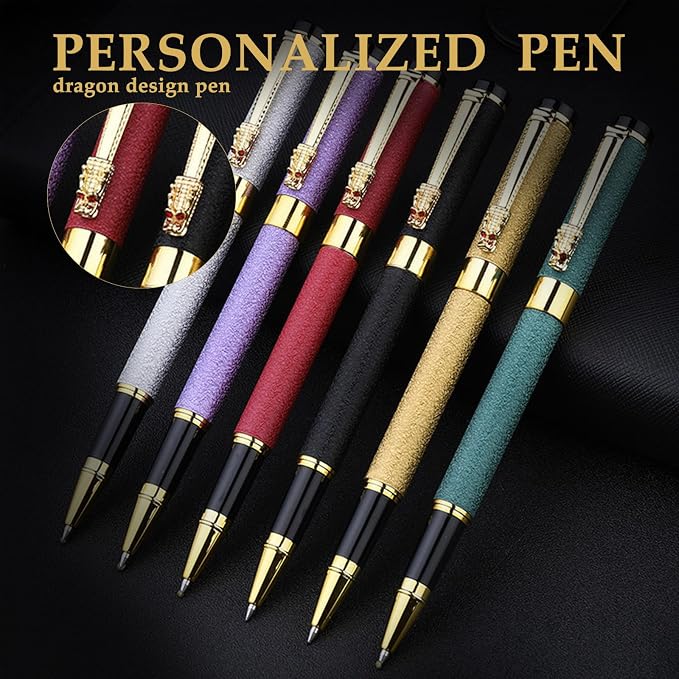 Personalized Pen | Fancy Writing Pen with Black Lacquer & Real Gold Plating | Executive Office Pen, Premium Gift Set for Men & Women | Nice Pens for Writing & Professional Use (Blue)