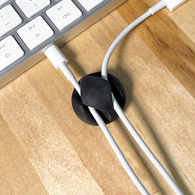 Wrap-It Storage Cable Clips - (Assorted 28-Pack) Black | Desk and Nightstand Cable Holder for Phone and Bedside Table Cord Organizer