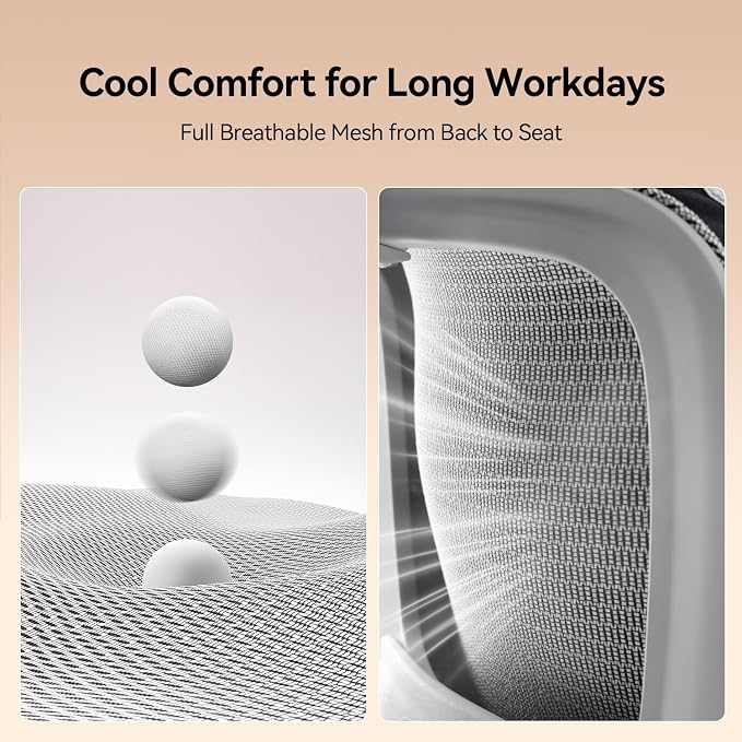 SIHOO B100 Office Chair, Comfy Ergonomic Office Chair, High Back Computer Chair with Adaptive Lumbar Support & Wide Headrest, Flip-up Armrests, Swivel Desk Chair, 2 Packs, Grey
