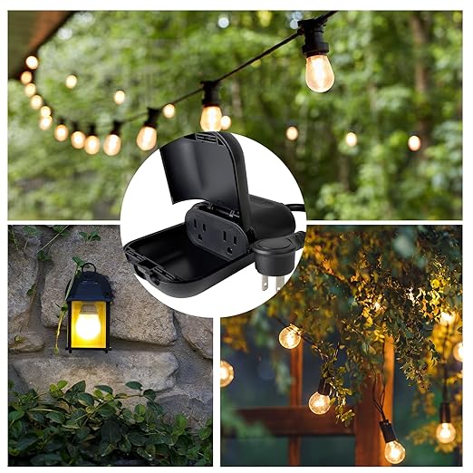 EP Outdoor Smart Plug, Waterproof IP66 WiFi Plug with 2 Individually Sockets, Compatible with Alexa & Google Assistant, Smart Outdoor Outlet for String Lights, UL Certified, Black