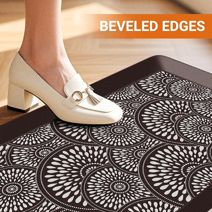 Mattitude 4/5 Inch Kitchen Mat, 20x32in Heavy Duty Ergonomic Comfort Foam Standing Desk Mat, Waterproof Non-Slip Standing Mats and Rugs for Kitchen, Office, Chocolate